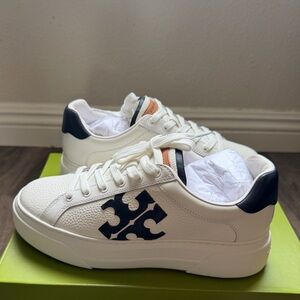 Tory Burch Signature Color Navy/white Platform Leather Sneaker size 8